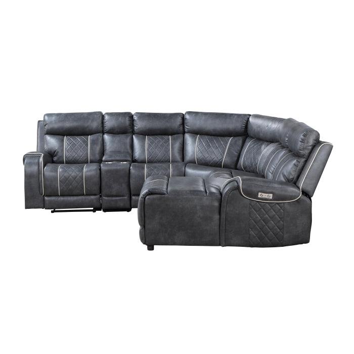 Homelegance - Gabriel 6-Piece Modular Power Reclining Sectional With Right Chaise In Gray - 9377Gry*6Lrrcpw