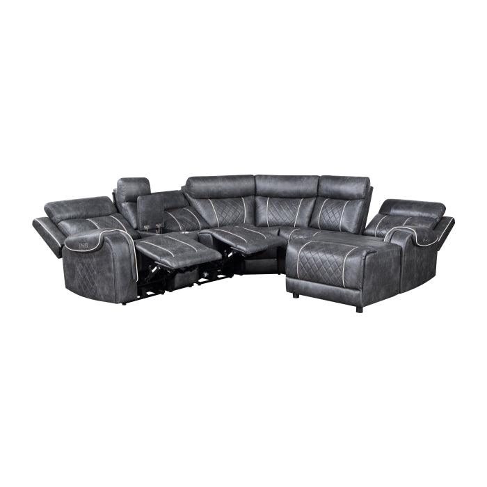 Homelegance - Gabriel 6-Piece Modular Power Reclining Sectional With Right Chaise In Gray - 9377Gry*6Lrrcpw