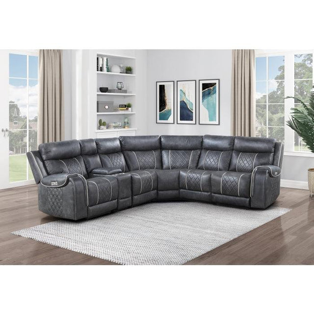 Homelegance - Gabriel 6-Piece Modular Power Reclining Sectional In Gray - 9377Gry*6Lrrrpw