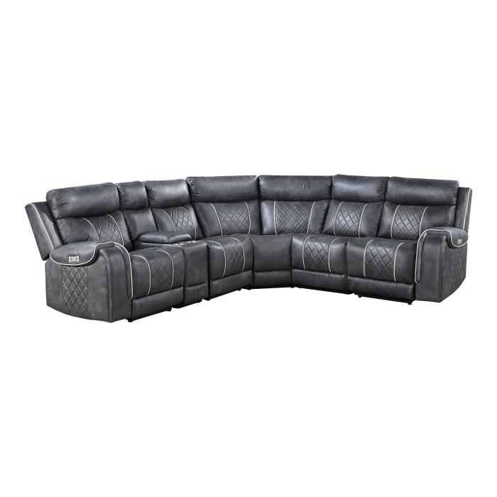 Homelegance - Gabriel 6-Piece Modular Power Reclining Sectional In Gray - 9377Gry*6Lrrrpw