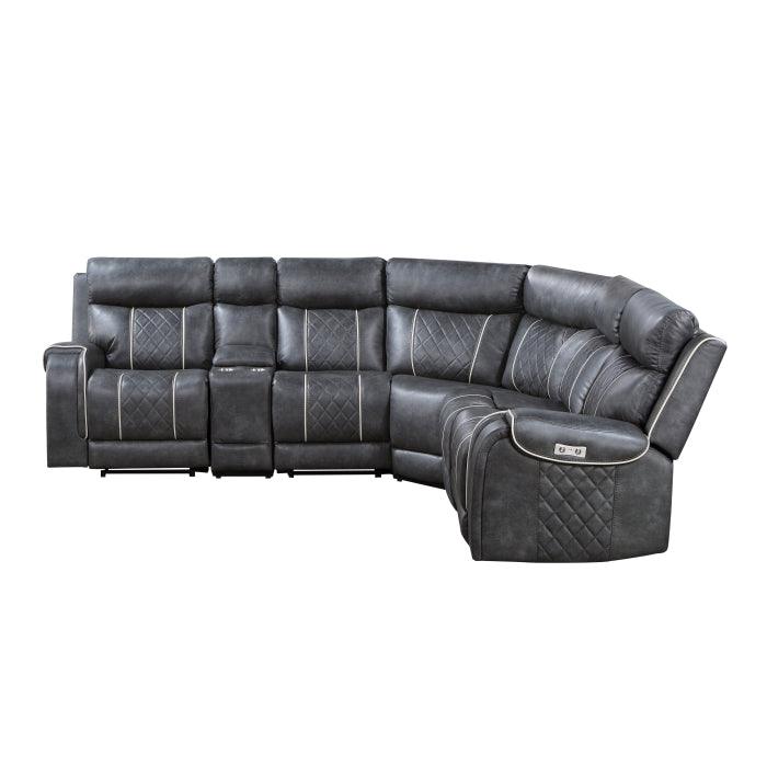 Homelegance - Gabriel 6-Piece Modular Power Reclining Sectional In Gray - 9377Gry*6Lrrrpw