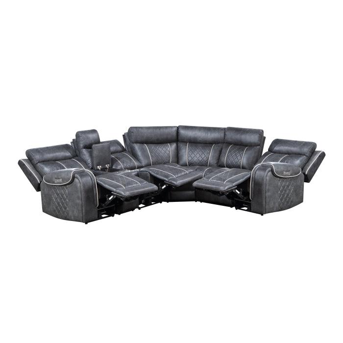 Homelegance - Gabriel 6-Piece Modular Power Reclining Sectional In Gray - 9377Gry*6Lrrrpw
