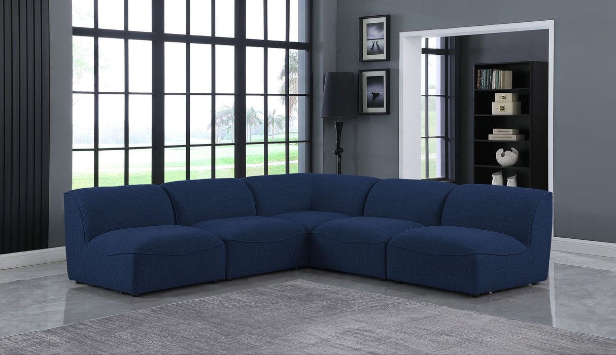 Miramar - Modular Sectional 5 Piece - Navy - Fabric - Modern & Contemporary - Home Elegance USA