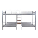 Metal Twin over Twin & Twin Bunk Bed, Triple Bunk Bed with Storage Shelves Staircase, Silver - Home Elegance USA