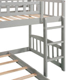 Stairway Twin over Twin Bunk Bed with Two Drawers and Slide, Gray(OLD SKU :LP000156AAE) - Home Elegance USA