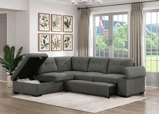 Brooklyn 2 - Piece Sectional With Left Chaise In Dark Gray 9390Dg*2Lc2R | Homelegance | Home Elegance USA
