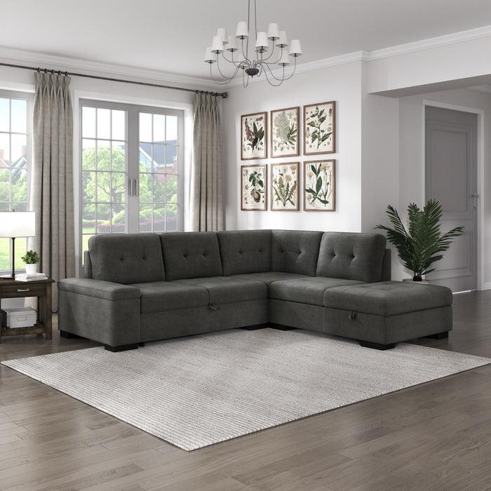 Brooklyn 2 - Piece Sectional With Right Chaise In Dark Gray 9390Dg*22Lrc | Homelegance | Home Elegance USA
