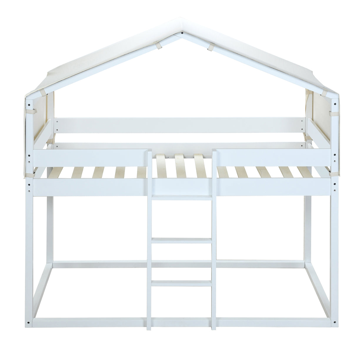 Twin Over Twin Bunk Bed Wood Bed with Tent, White - Home Elegance USA