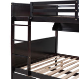 Full-Over-Full Bunk Bed with Twin size Trundle , Separable Bunk Bed with Bookshelf for Bedroom-Espresso - Home Elegance USA