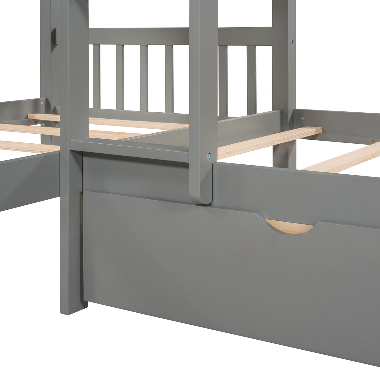 Twin L-Shaped Bunk bed with Drawers-Gray(OLD SKU :LP000038AAE) - Home Elegance USA