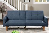 Transitional Look Living Room Sofa Couch Convertible Bed Navy Polyfiber 1pc Tufted Sofa Cushion Wooden Legs Home Elegance USA