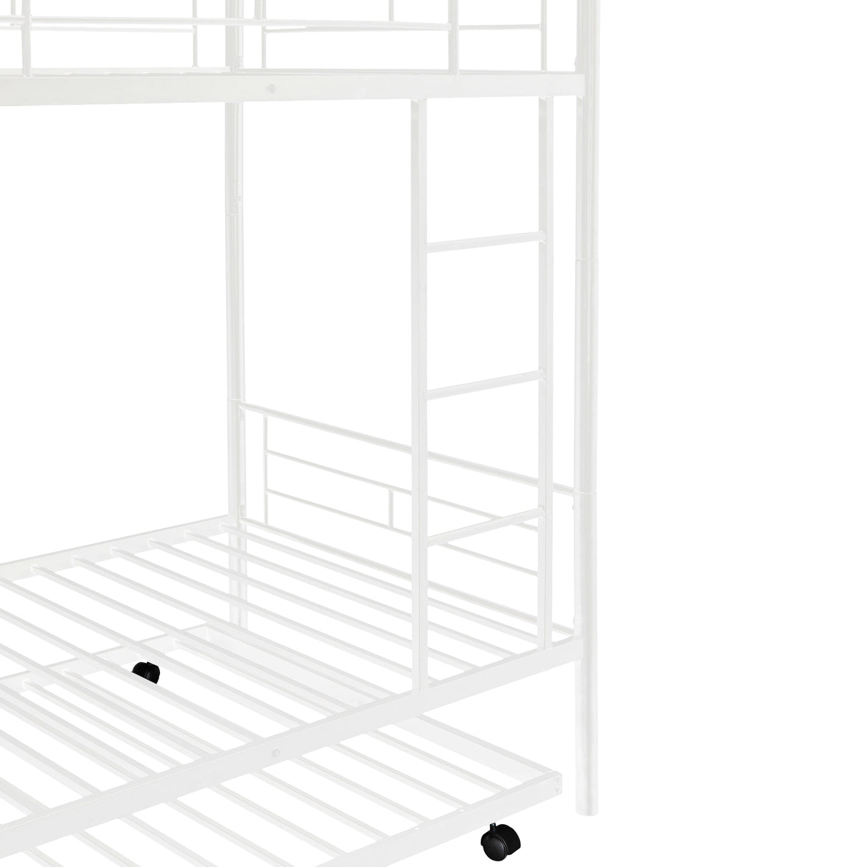 Twin-Over-Twin Metal Bunk Bed With Trundle,Can be Divided into two beds,No Box Spring needed ,White ( old sku: MF194806AAK ) - Home Elegance USA