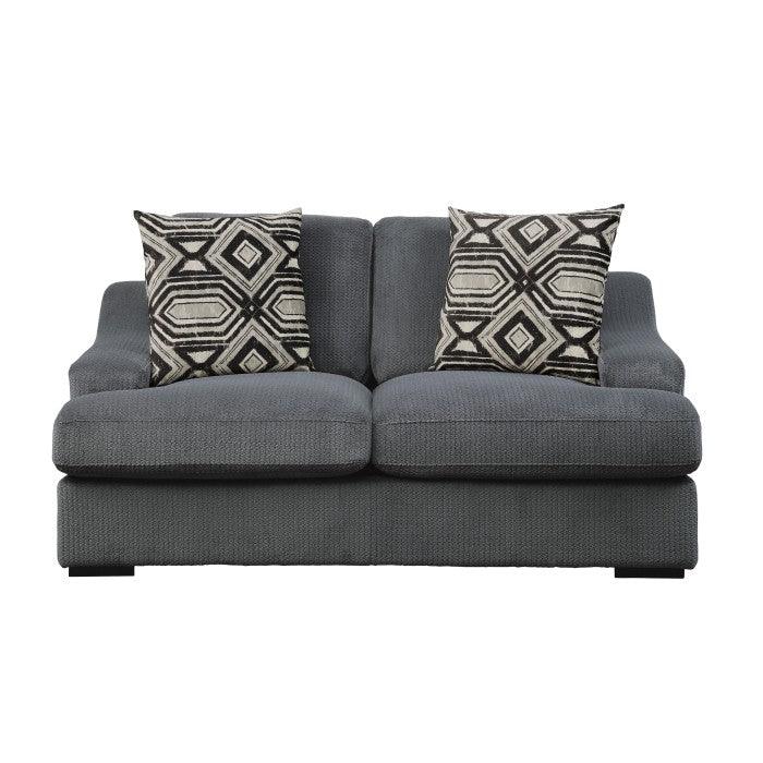 Homelegance - Orofino Love Seat With 2 Pillows In Dark Gray - 9404Dg-2