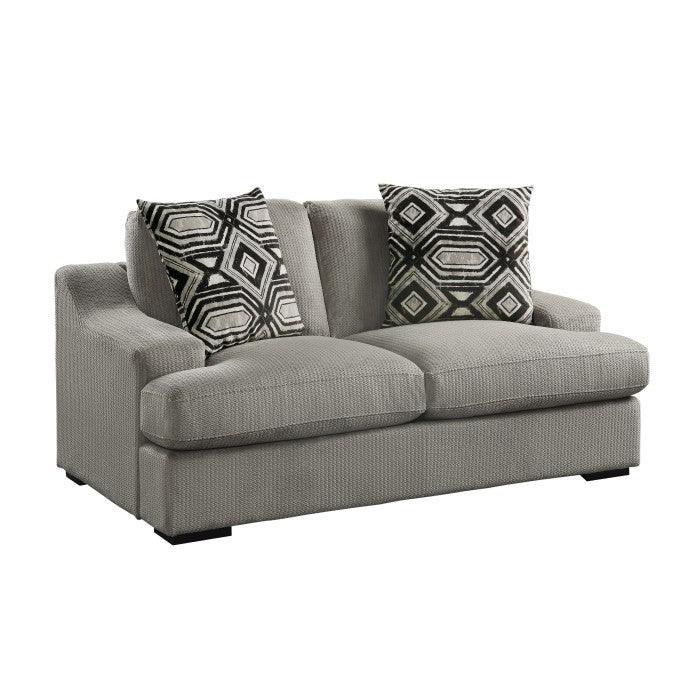 Homelegance - Orofino Love Seat With 2 Pillows In Light Gray - 9404Gy-2