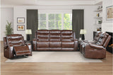 Homelegance - Putnam 3 Piece Double Reclining Sofa Set In Brown - 9405Br-3-2-1