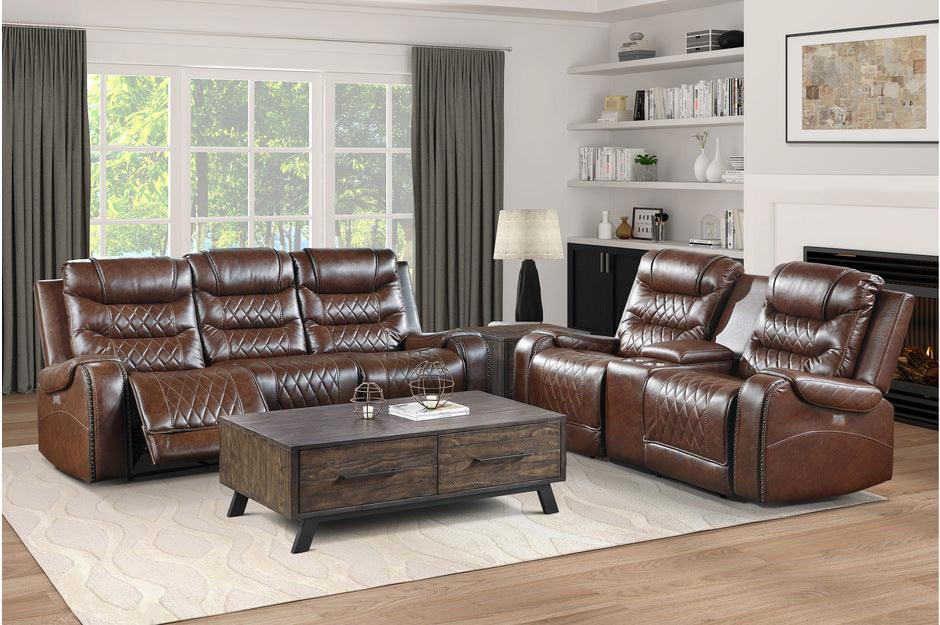 Homelegance - Putnam 2 Piece Double Reclining Sofa Set In Brown - 9405Br-3-2