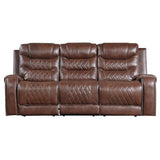 Homelegance - Putnam Power Double Reclining Sofa With Drop-Down Cup Holders, Receptacles And Usb Ports In Brown - 9405Br-3Pw