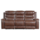 Homelegance - Putnam Double Reclining Sofa With Drop-Down Cup Holders, Receptacles And Usb Ports In Brown - 9405Br-3