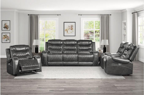 Homelegance - Putnam 3 Piece Double Reclining Sofa Set In Gray - 9405Gy-3-2-1