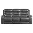 Putnam Power Double Reclining Sofa With Drop-Down Cup Holders, Receptacles And Usb Ports In Gray 9405Gy-3Pw | Homelegance