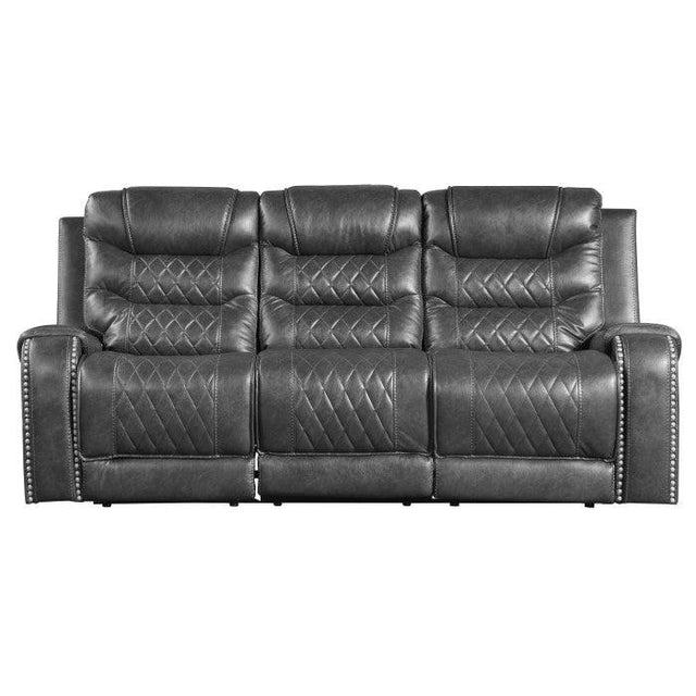 Homelegance - Putnam Power Double Reclining Sofa With Drop-Down Cup Holders, Receptacles And Usb Ports In Gray - 9405Gy-3Pw