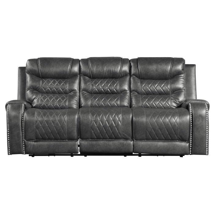 Homelegance - Putnam Double Reclining Sofa With Drop-Down Cup Holders, Receptacles And Usb Ports In Gray - 9405Gy-3