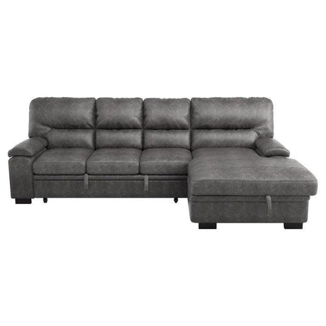 Homelegance - Michigan 2-Piece Sectional With Pull-Out Bed And Right Chaise With Hidden Storage In Dark Gray - 9407Dg*2Rc3L