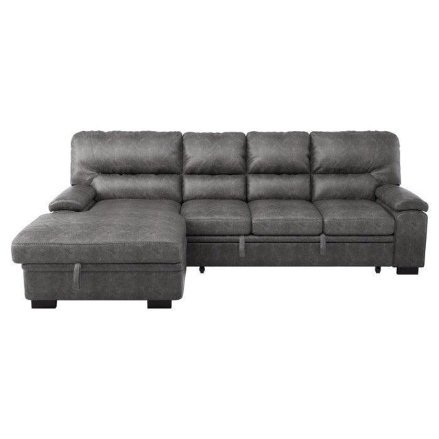 Homelegance - Michigan 2-Piece Sectional With Pull-Out Bed And Left Chaise With Hidden Storage In Dark Gray - 9407Dg*2Lc3R