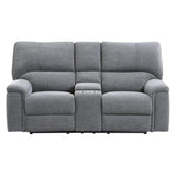 Dickinson Power Double Reclining Love Seat With Center Console And Power Headrests In Charcoal | Home Elegance USA