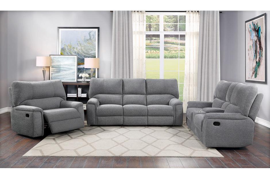 Dickinson 3 Piece Double Reclining Living Room Set In Charcoal 9413Cc - 3 - 2 - 1 | Homelegance | Home Elegance USA