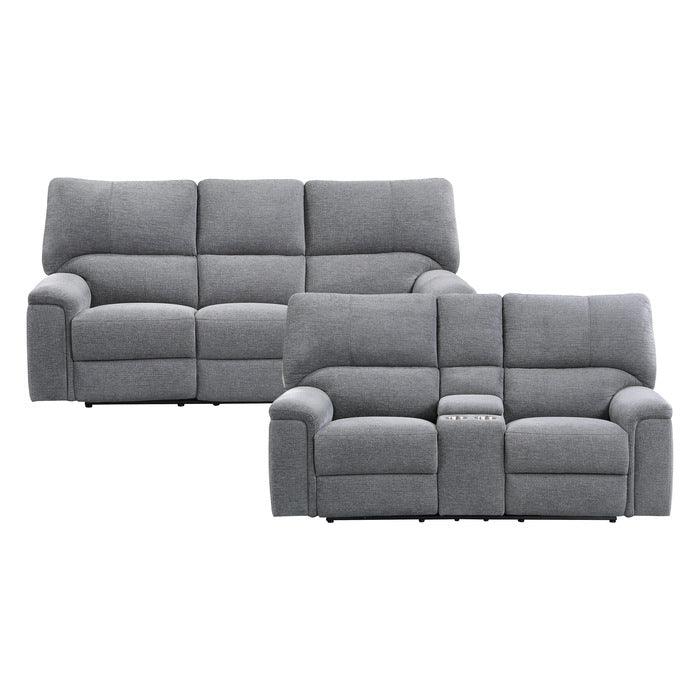 Dickinson 2 Piece Double Reclining Sofa Set In Charcoal 9413Cc*2 | Homelegance | Home Elegance USA