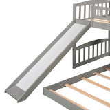 Twin Over Twin Bunk Bed with Slide and Ladder, Gray(OLD SKU :LP000514AAE) - Home Elegance USA