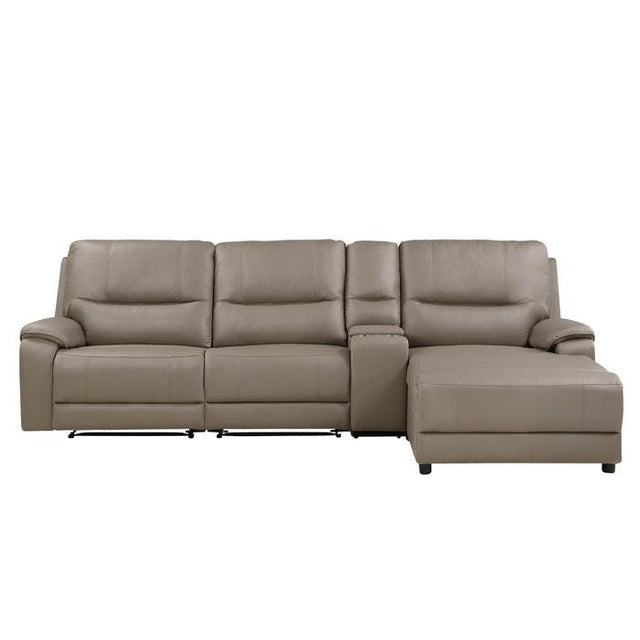 Homelegance - Legrande 4-Piece Modular Power Reclining Sectional With Power Headrest And Right Chaise In Taupe - 9429Tp*4Rclrpwh