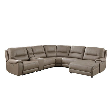 Homelegance - Legrande 6-Piece Modular Power Reclining Sectional With Power Headrest And Right Chaise In Taupe - 9429Tp*6Rclrpwh