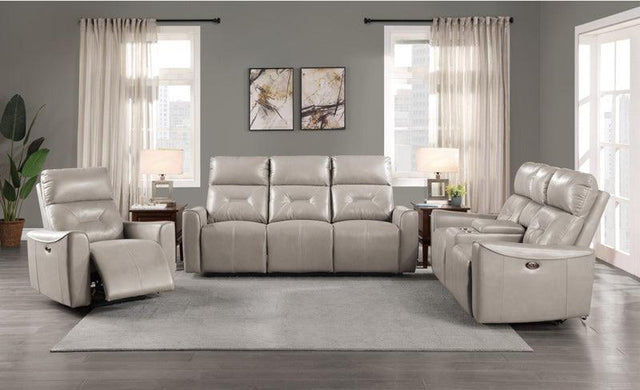 Burwell 3 Piece Power Double Reclining Living Room Set In Light Gray 9446Cb - 3 - 2 - 1 | Homelegance | Home Elegance USA