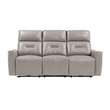 Burwell Power Double Reclining Sofa With Usb Ports In Light Gray 9446Cb - 3Pw | Homelegance | Home Elegance USA