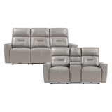 Burwell 2 Piece Double Reclining Sofa Set In Light Gray 9446Cb*2Pw | Homelegance | Home Elegance USA