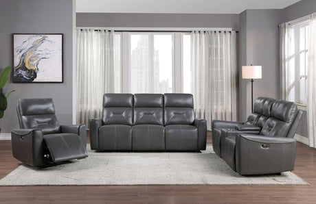 Burwell 3 Piece Power Double Reclining Living Room Set In Dark Gray 9446Gy - 3 - 2 - 1 | Homelegance | Home Elegance USA