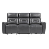 Burwell Power Double Reclining Sofa With Usb Ports In Dark Gray 9446Gy - 3Pw | Homelegance | Home Elegance USA