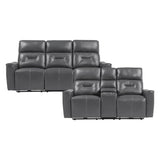 Burwell 2 Piece Double Reclining Sofa Set In Dark Gray 9446Gy*2Pw | Homelegance | Home Elegance USA