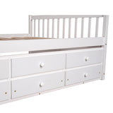 Full size Wooden House Bed with Trundle and 3 Storage Drawers-White - Home Elegance USA