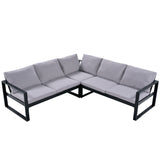 【Not allowed to sell to Wayfair】U_Style Industrial Style Outdoor Sofa Combination Set With 2 Love Sofa,1 Single Sofa,1 Table,2 Bench