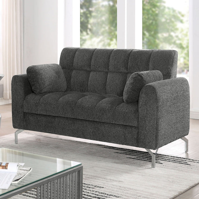 Lupin - Loveseat With Pillows - Dark Gray - Home Elegance USA