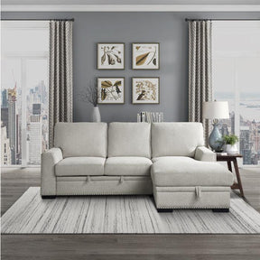Morelia 2-Piece Sectional With Pull-Out Bed And Right Chaise With Hidden Storage In Beige 9468Be*2Rc2L | Homelegance