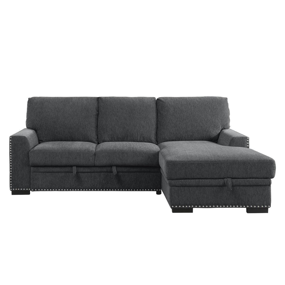 Homelegance - Morelia 2 Piece Sectional With Pull-Out Bed And Right Chaise With Hidden Storage In Charcoal - 9468Cc*2Rc2L