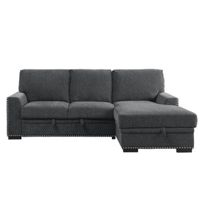 Morelia 2 Piece Sectional With Pull-Out Bed And Right Chaise With Hidden Storage In Charcoal 9468Cc*2Rc2L | Homelegance