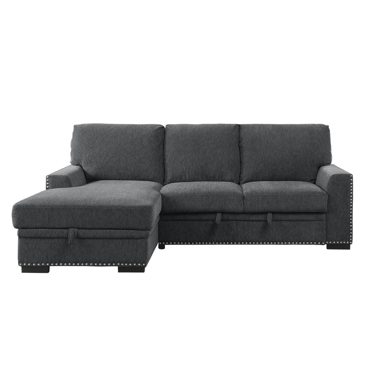 Homelegance - Morelia 2 Piece Sectional With Pull-Out Bed And Left Chaise With Hidden Storage In Charcoal - 9468Cc*2Lc2R