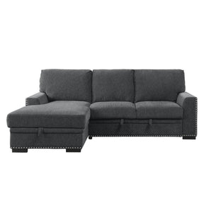 Morelia 2 Piece Sectional With Pull-Out Bed And Left Chaise With Hidden Storage In Charcoal 9468Cc*2Lc2R | Homelegance