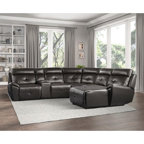 Avenue 6 - Piece Modular Reclining Sectional With Right Chaise In Dark Brown 9469Dbr*6Lrrc | Homelegance | Home Elegance USA