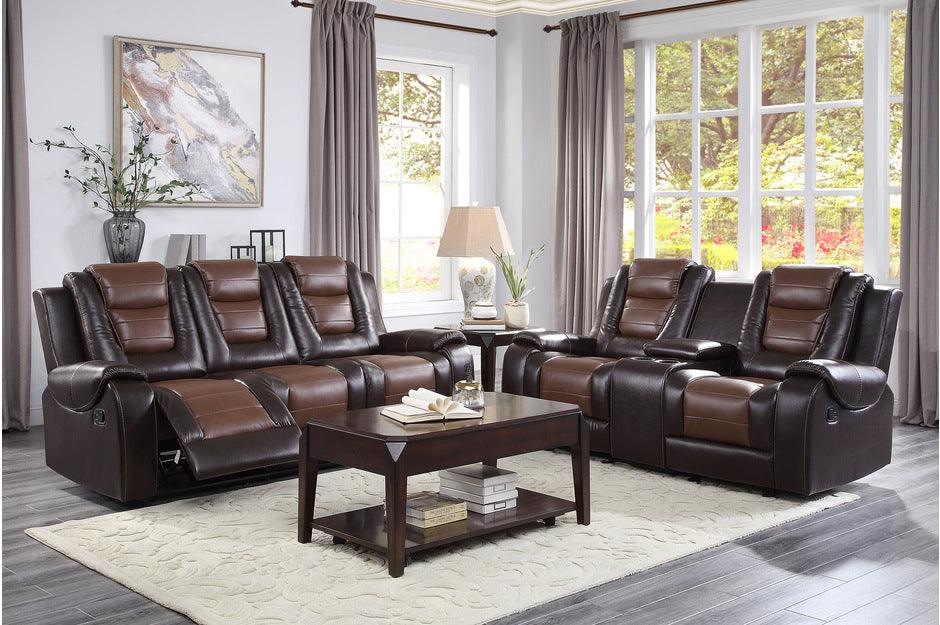Briscoe 3 Piece Double Reclining Sofa Set In Dark Brown 9470Br - 3 - 2 - 1 | Homelegance | Home Elegance USA